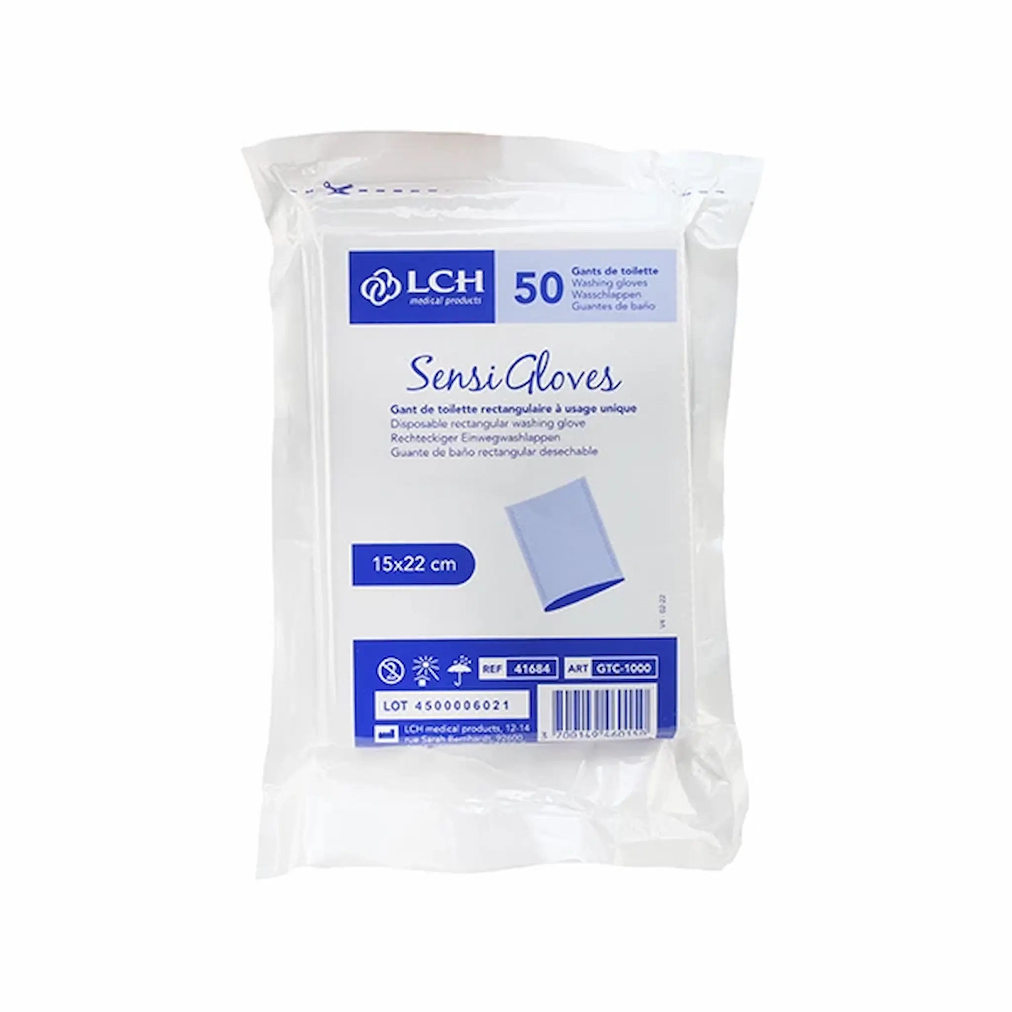 Gant de Toilette Jetable Sensigloves – LCH – Blanc x50