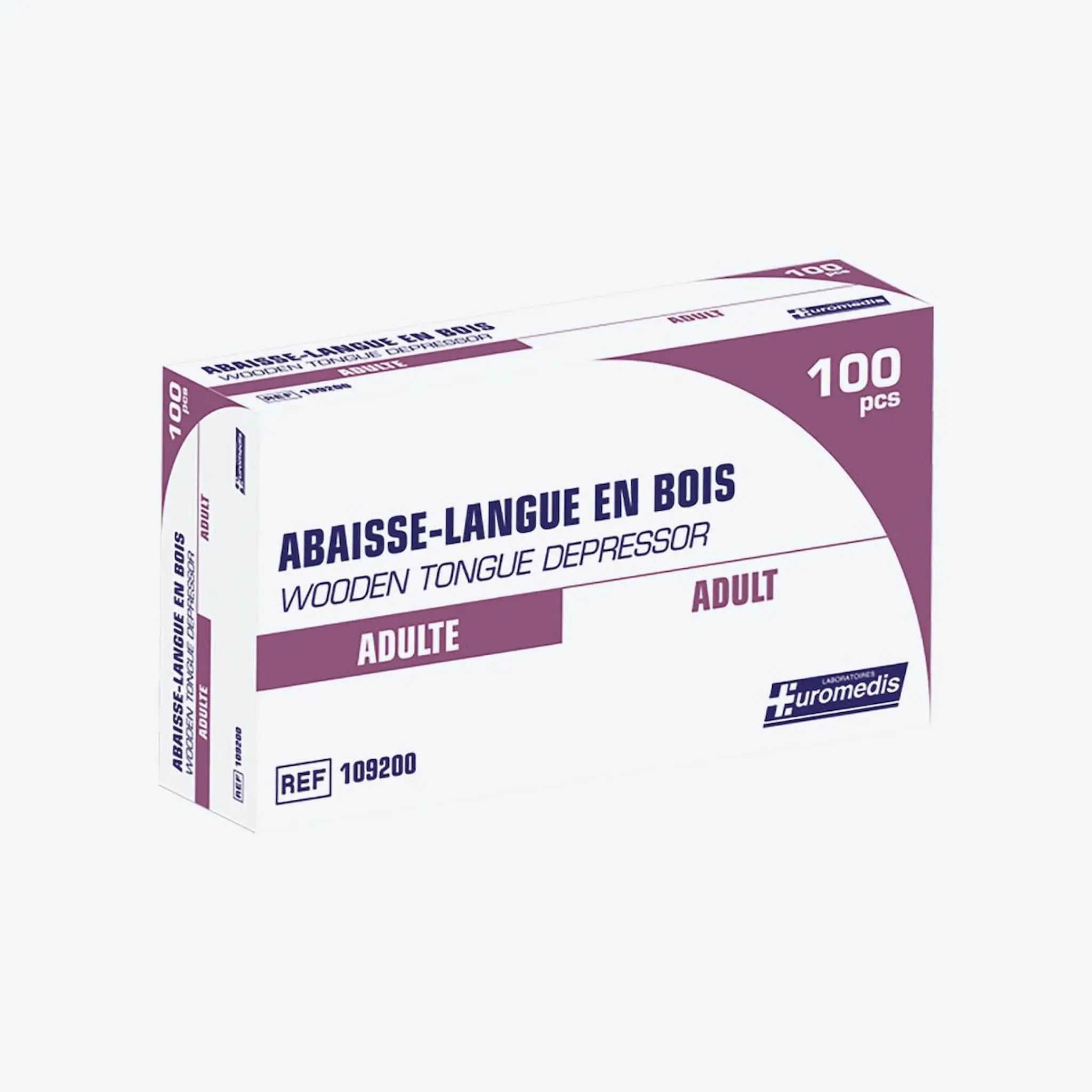 Abaisse-langue en bois pour adulte – Boîte de 100 unités