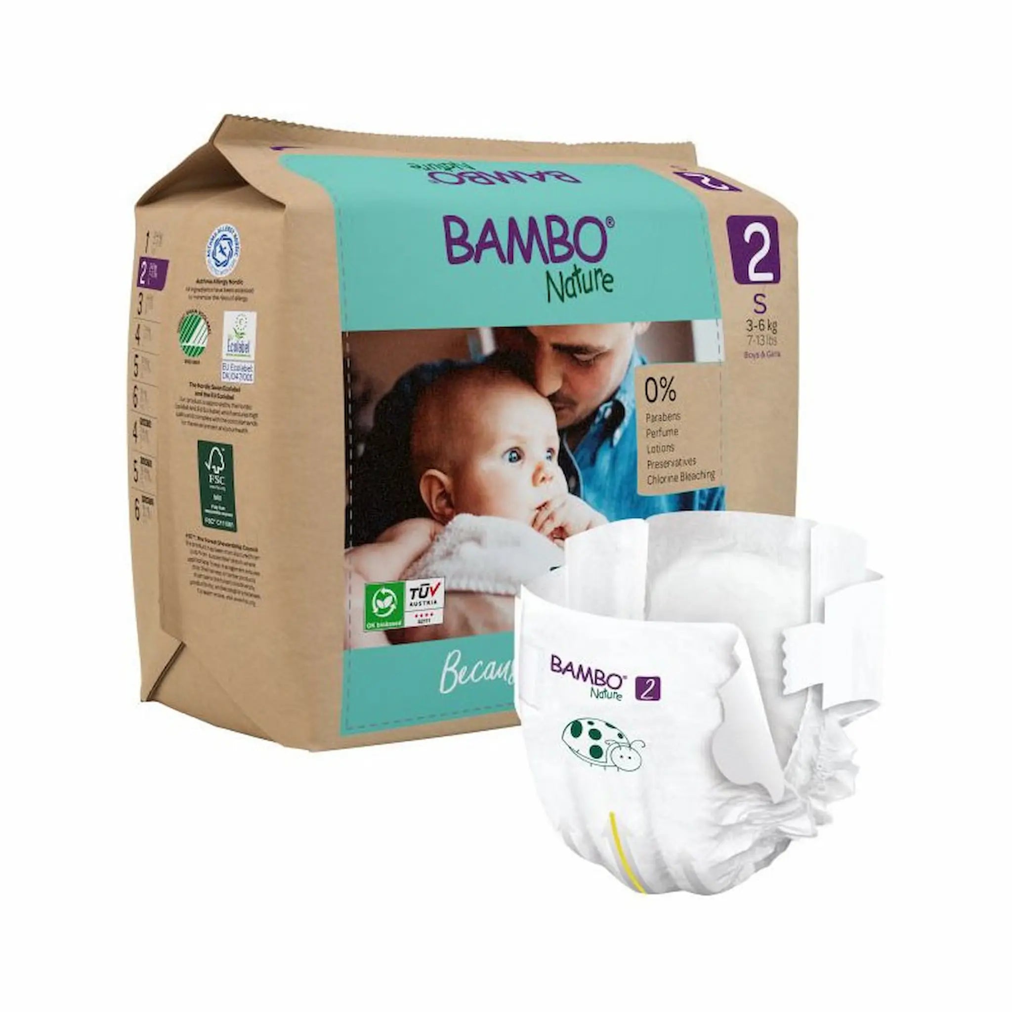 Couches pour bébés – T2 –  3/6KG - x30 - Bambo Nature – Abena Frantex