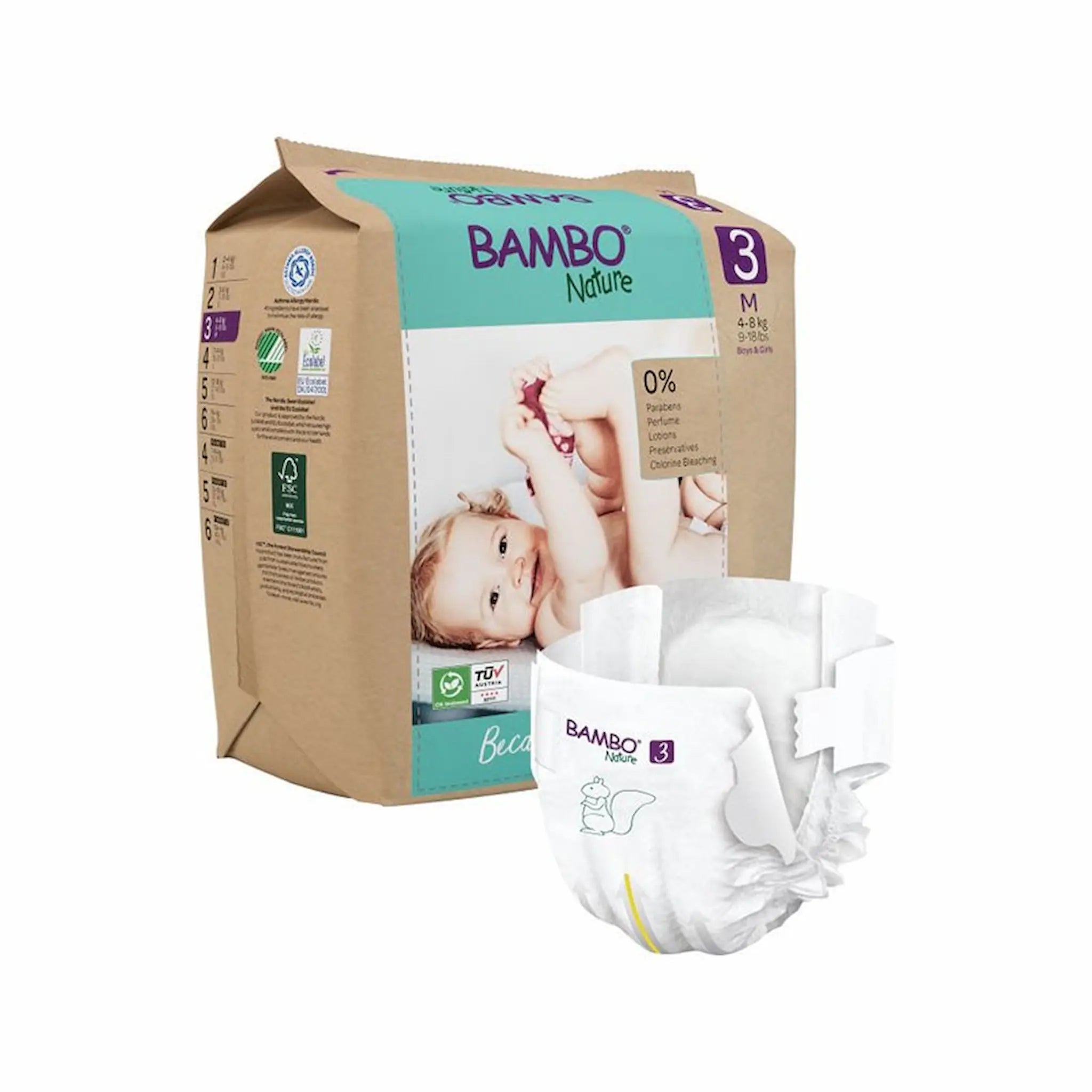 Couches pour bébés – T3 –  5/9KG - x28 - Bambo Nature – Abena Frantex
