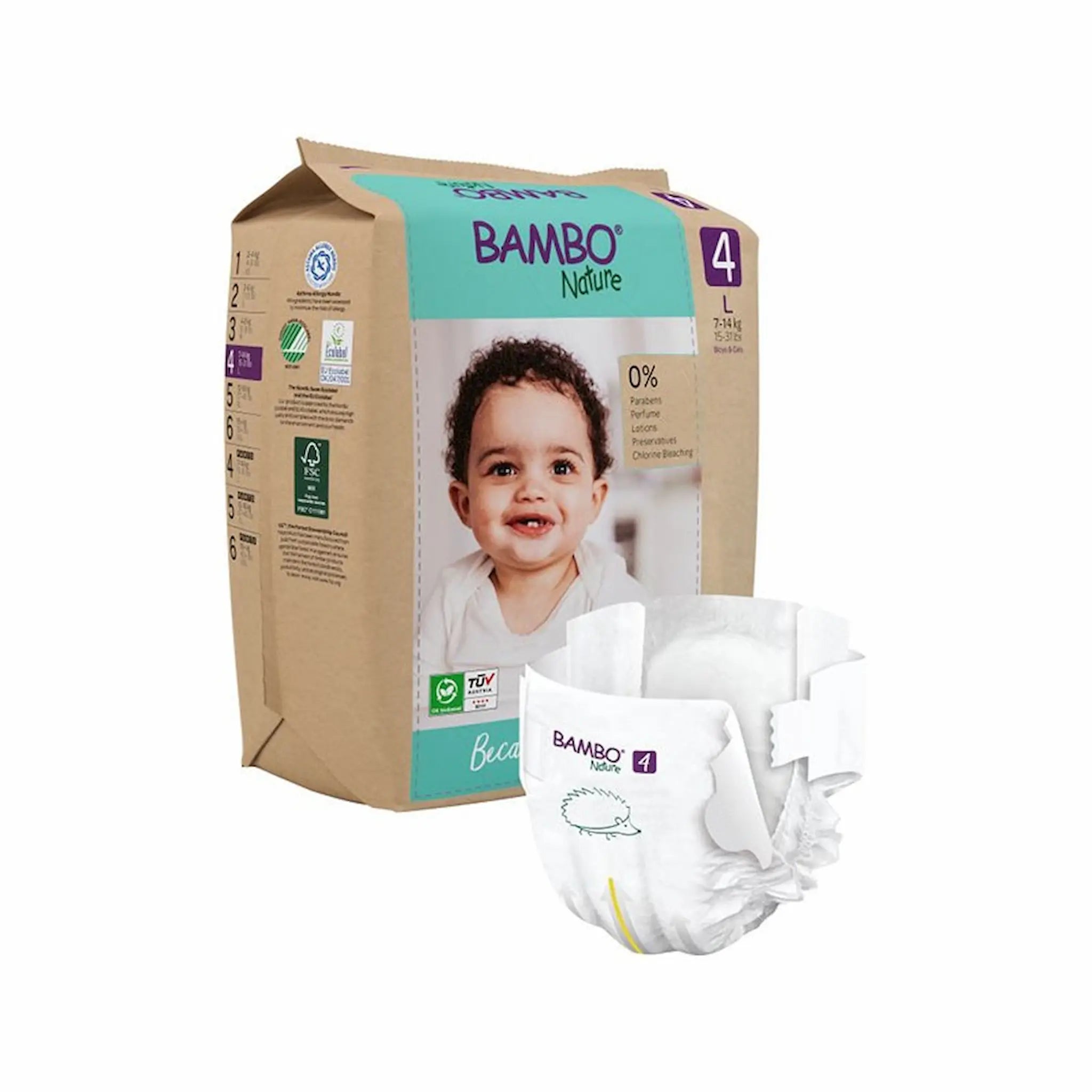 Couches pour bébés – T4 –  7/14KG - x24- Bambo Nature – Abena