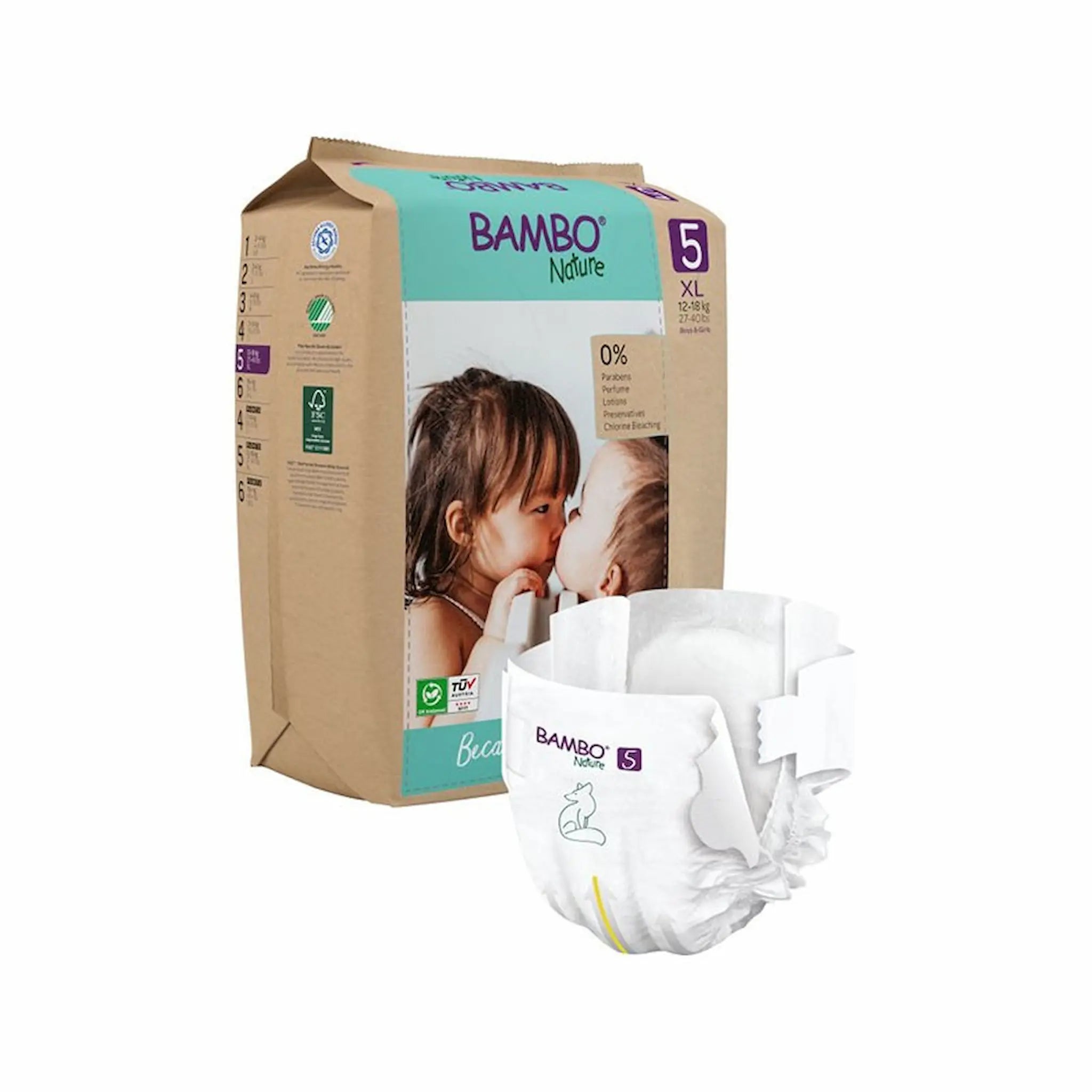 Couches pour bébés – T5 –  12/18KG - x22 - Bambo Nature – Abena