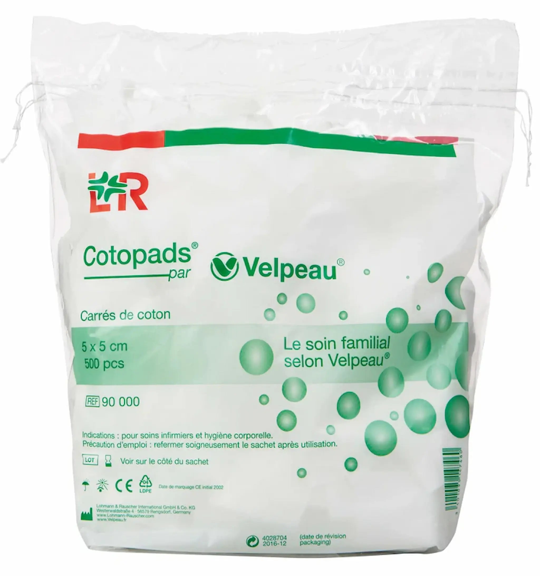 Carrés de coton Cotopads 5 × 5 cm – Sachet de 500