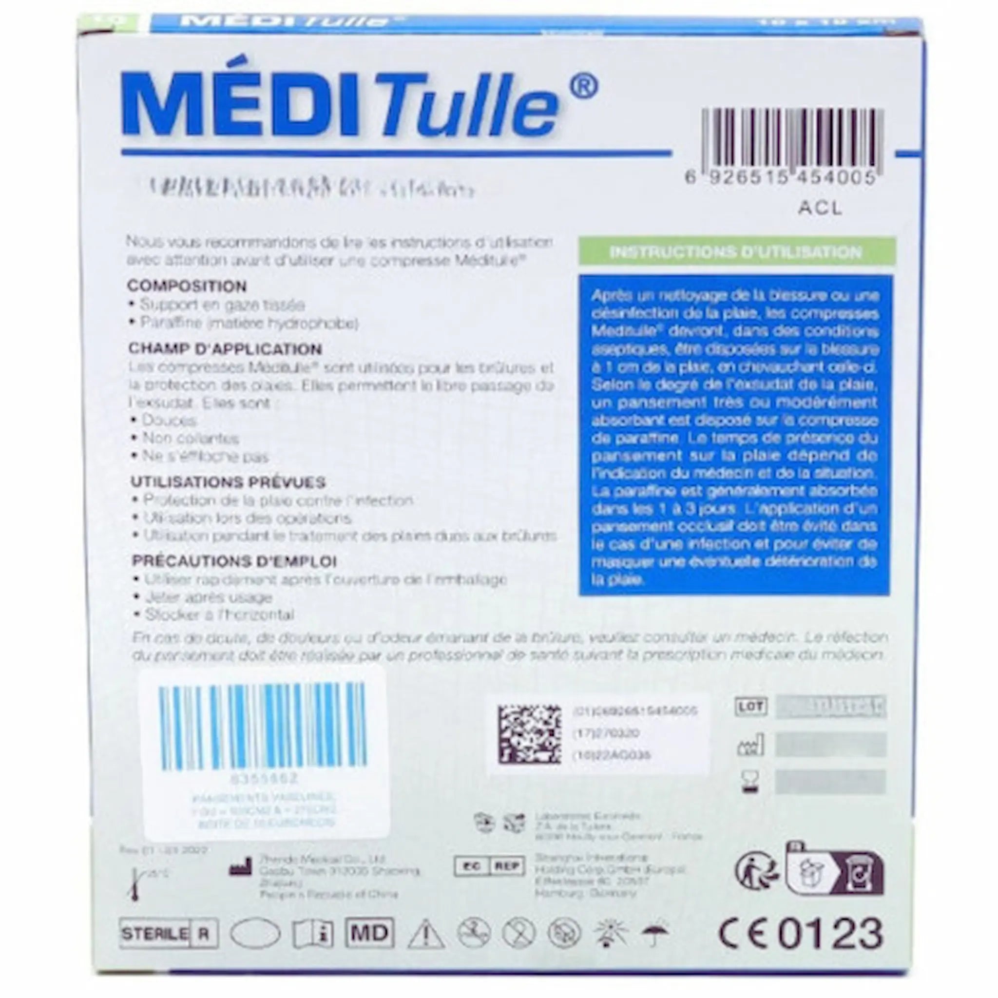 Compresse Grasse Stérile – Euromedis – Méditulle – 10x10 cm