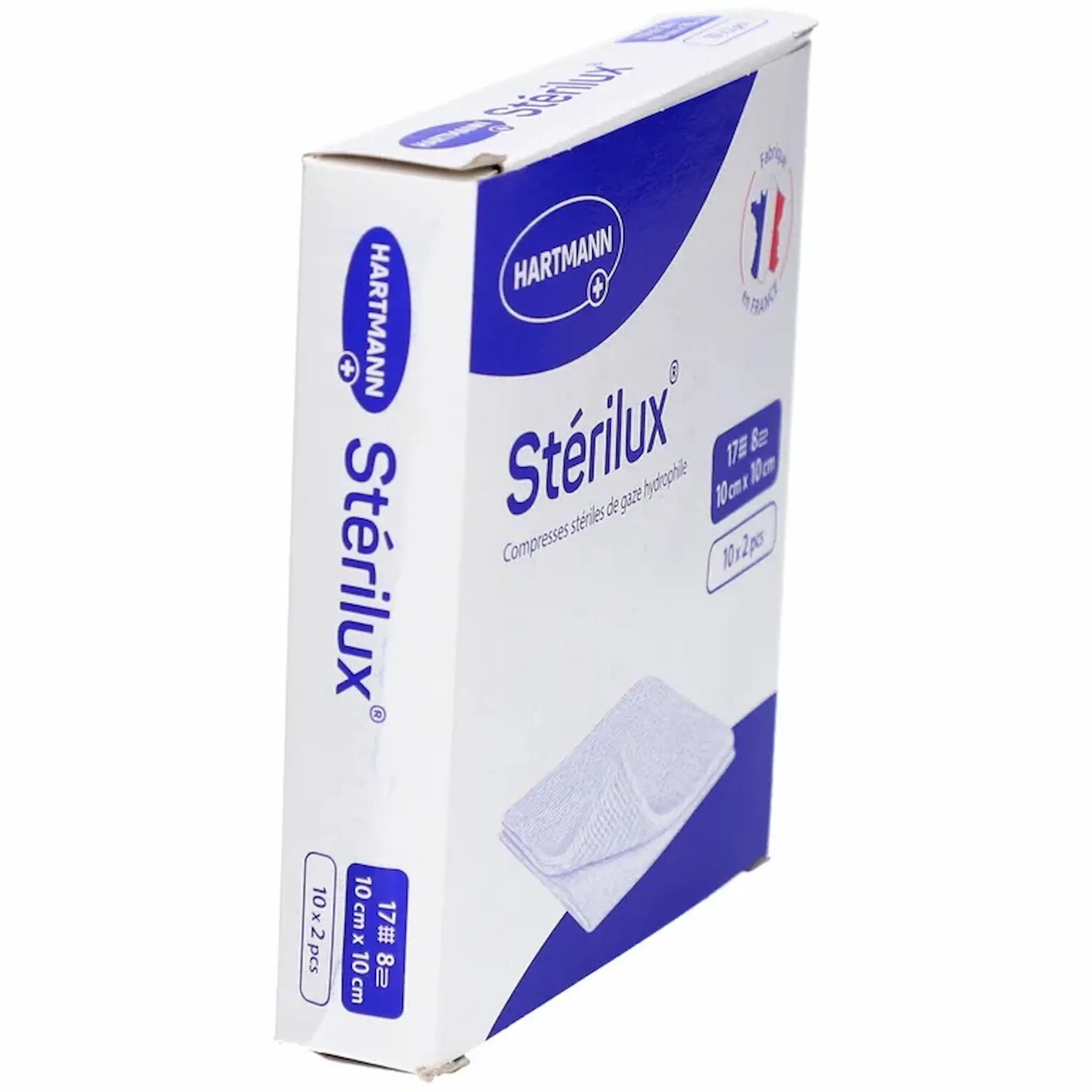 Compresses de Gaze Stériles 10x10 cm – Stérilux – Hartmann – Blanc