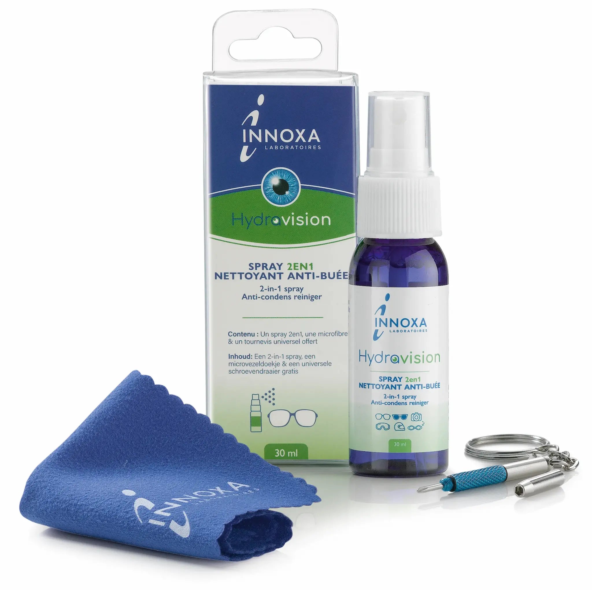 Spray Nettoyant 2 en 1 – INNOXA – Accessoire Lunettes – 30 ml