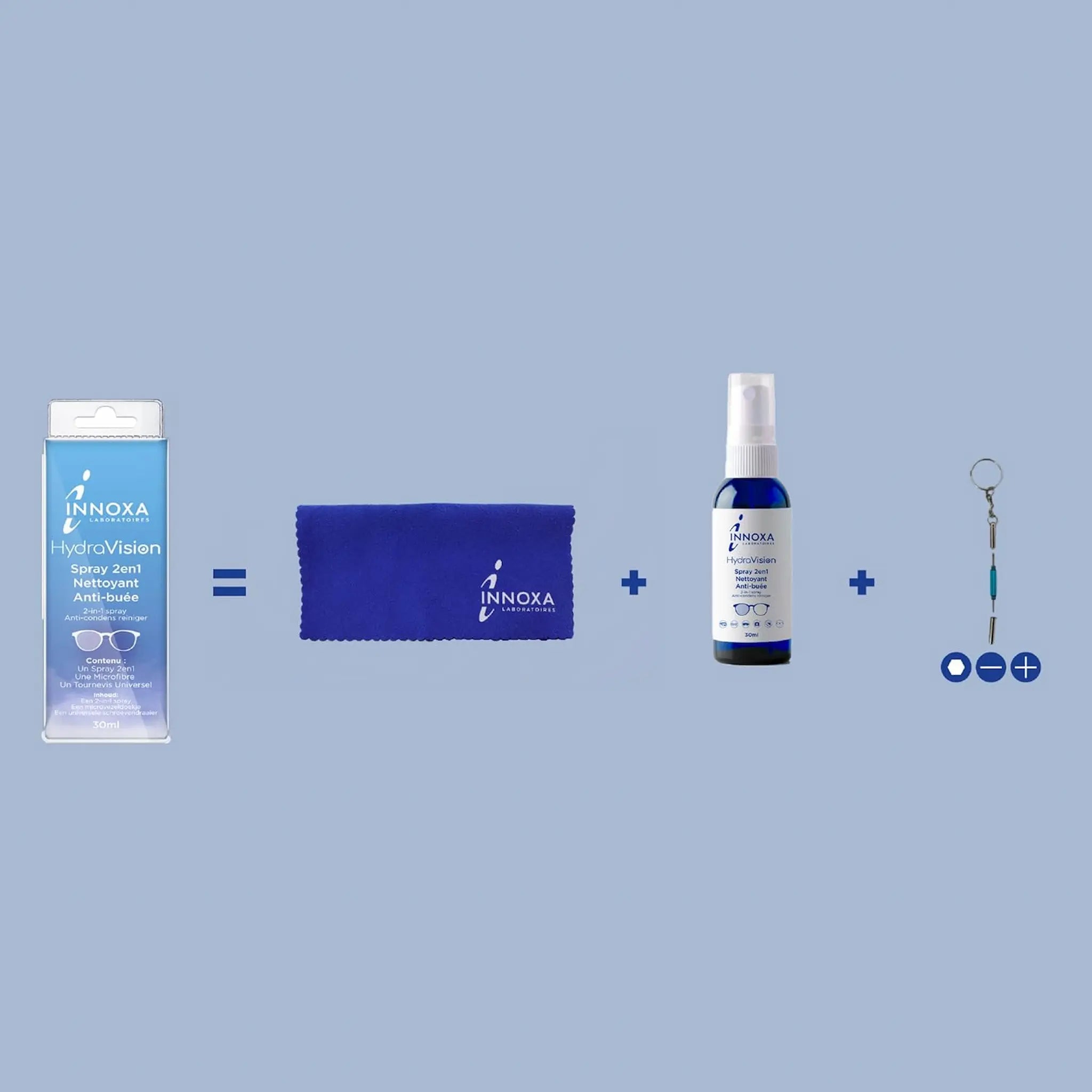 Spray Nettoyant 2 en 1 – INNOXA – Accessoire Lunettes – 30 ml