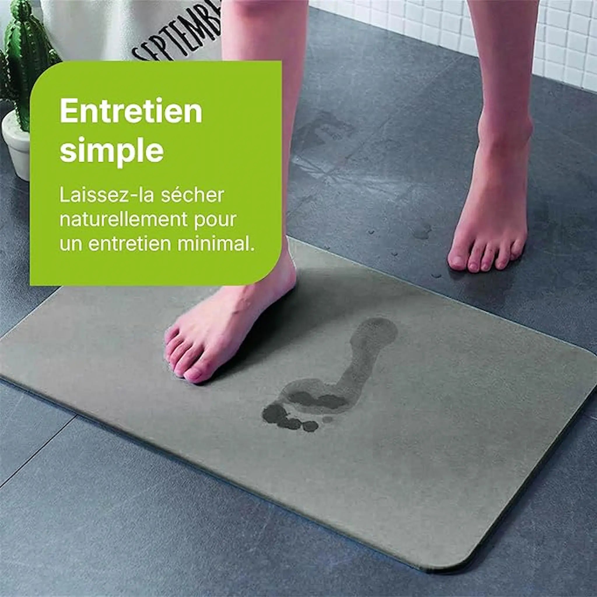 Tapis de bain en diatomite – Sèche‑pieds ultra‑absorbant